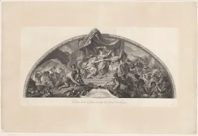 Plafondschildering in de Grande Galerie van Versailles met het bondgenootschap tussen Spanje, het Heilige Roomse Rijk en Nederland