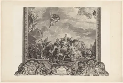 Plafondschildering in de Spiegelzaal van Kasteel Versailles