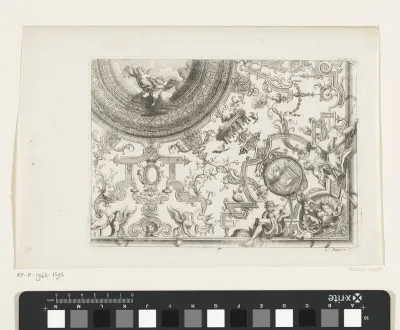 Plafondschildering met grotesken en putti met bloemen