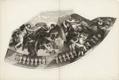 Plafondschildering van de kapel van Château de Sceaux met engelen met de Ark des Verbonds (plaat 3)