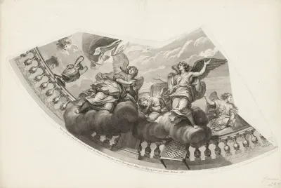 Plafondschildering van de kapel van Château de Sceaux met engelen (plaat 5)