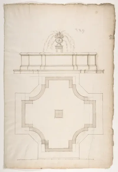 Plan and Elevation for a Fountain