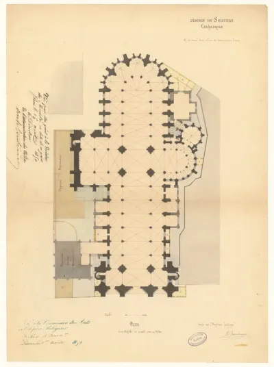 Plan de la cathédrale de Soissons (1850)