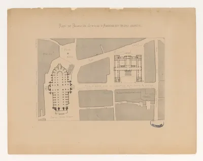 Plan du palais de justice et des abords de la cathédrale d'Amiens