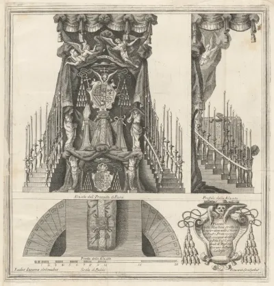 Plan, Elevation and Section of the Funeral Monument to the Cardinal of Bouillon