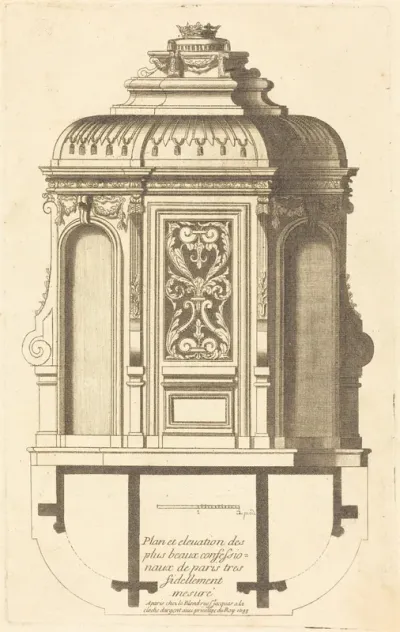 Plan et elevation des plus beaux confessionnaux de Paris, tres fidelemant mesure