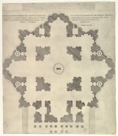Plan of St. Peter's, from "Speculum Romanae Magnificentiae"