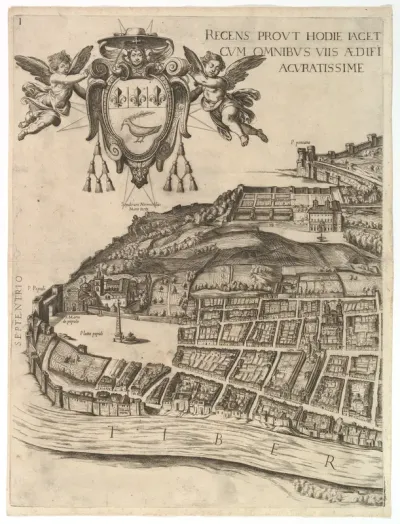 Plan of the City of Rome. Part 1 showing the Villa Medici and Piazza del Popolo