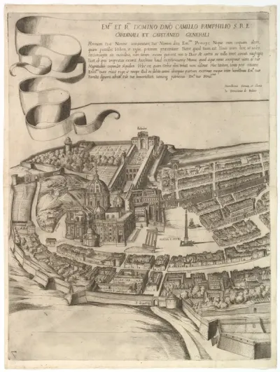 Plan of the City of Rome. Part 7 with a Dedication to Camillo Pamphili, the Vatican and Part of the City Wall