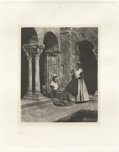 Planche II – Deux Arlesiennes Dans le Cloître de Saint-Trophime d'Arles (Plate II – Two Arlesiennes in the Cloister of Saint-Trophime of Arles)