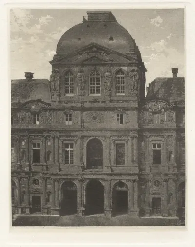Planche VII – Le Louvre, Pavillon de l'Horloge (Plate VII – The Louvre, Pavilion of the Clock)
