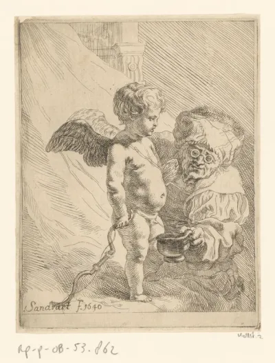 Plas van Cupido wordt door een oude man opgevangen