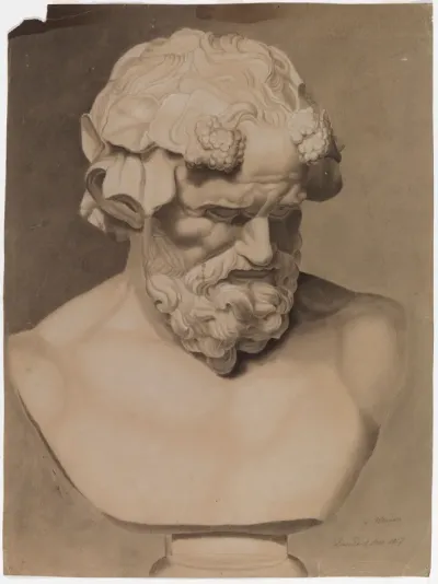 Plaster Bust of a Mythological Male Figure, academy study