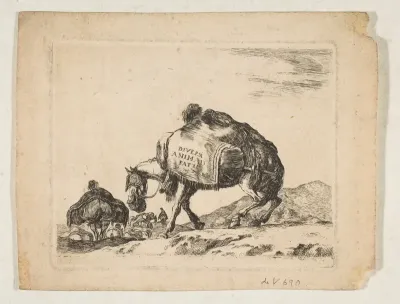 Plate 1: a pack horse, from "Various animals" (Diversi animali)