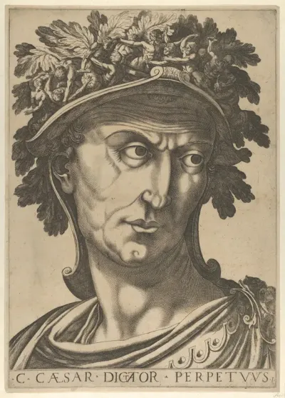 Plate 1: Julius Caesar looking to the right, from "The Twelve Caesars"