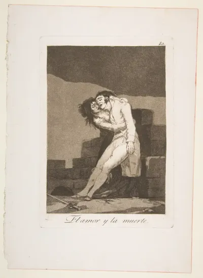 Plate 10 from "Los Caprichos": Love and death (El amor y la muerte)