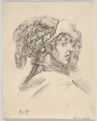 Plate 10: Head of a Man without a Beard, Turned in Profile to the Right, from "Various heads and figures" (Diverses têtes et figures)