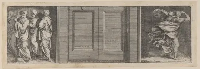 Plate 10: Three figures at left and two figures running at right, after a lost fresco in the basamento of Bay 9 in the Vatican Loggia