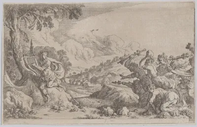 Plate 100: The death of Orpheus, from "Ovid's Metamorphoses"