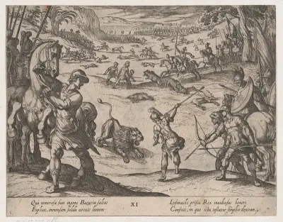Plate 11: Alexander's Lion Hunt, from "The Deeds of Alexander the Great"
