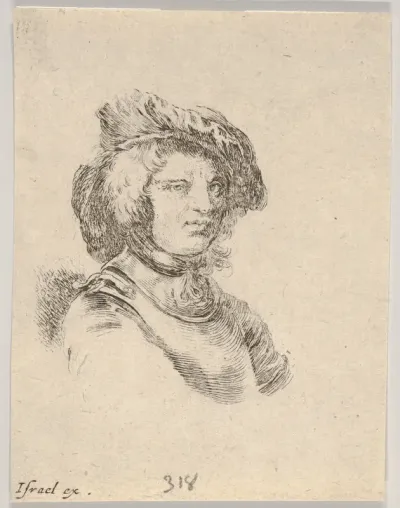 Plate 11: bust of a man wearing a cap and looking towards the right, from "Various heads and figures" (Diverses têtes et figures)