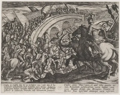 Plate 11: Civilis' Troops Crossing the Maas River, from "The War of the Romans Against the Batavians" (Romanorvm et Batavorvm societas)