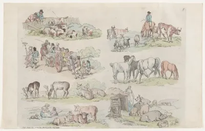 Plate 11, Outlines of Figures, Landscapes and Cattle...for the Use of Learners