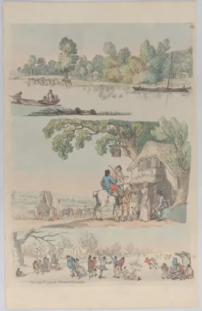 Plate 12, Outlines of Figures, Landscape and Cattle...for the use of learners