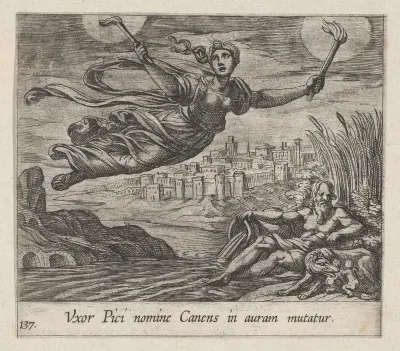 Plate 137: Canens Searching for Pics (Uxor Pici nomine Canens in auram mutatur), from Ovid's 'Metamorphoses'