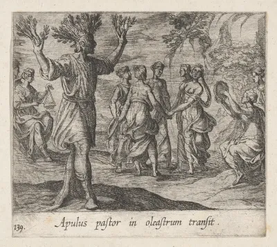 Plate 139: The Apulian Shepherd Changed into an Olive Tree (Apulus pastor in oleastrum transit), from Ovid's 'Metamorphoses'