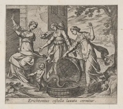 Plate 14: Erichthonius Released from his Basket (Erichtonius cistella laxata cernitur), from Ovid's 'Metamorphoses'