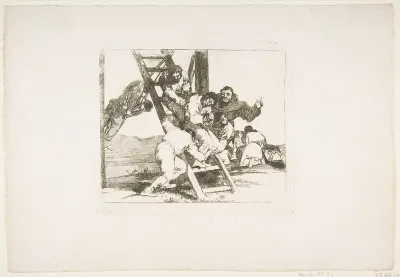 Plate 14 from "The Disasters of War" (Los Desastres de la Guerra): 'It's a Hard Step!' (Duro es el paso!)