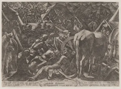 Plate 14: Gideon Terrorizing the Enemy Camp, from "The Battles of the Old Testament"