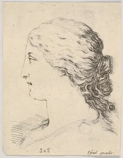 Plate 14: Head of a woman, in profile, from "The Book for Learning to Draw" (Livre pour apprendre à dessiner)