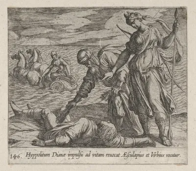 Plate 146: Hippolytus Saved from Death (Hippolitum Dianae impulsu ad vitam revocat AEsculapius et Virbius vocatur), from Ovid's 'Metamorphoses'