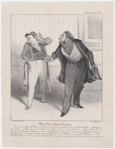 Plate 15: Robert Macaire, travelling salesman, from 'Caricaturana,' published in Les Robert Macaires