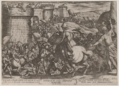 Plate 15: The Death of Abimelech, from "The Battles of the Old Testament"