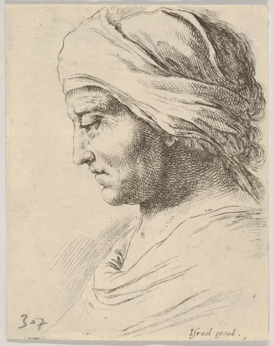 Plate 16: Head of an old man in profile with a cloth tied around his head, from "The Book for Learning to Draw" (Livre pour apprendre à dessiner)