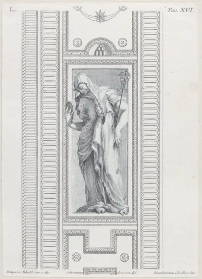 Plate 16: mythological figure holding a mirror