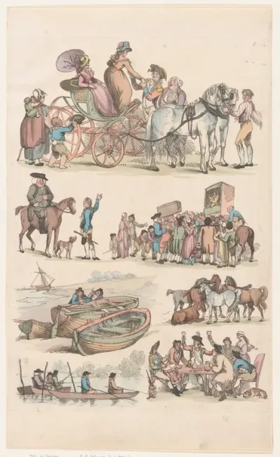 Plate 16, Outlines of Figures, Landscapes and Cattle...for the Use of Learners
