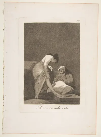 Plate 17 from "Los Caprichos": It is nicely stretched (Bien tirada está)