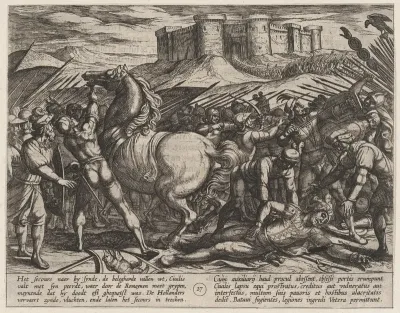 Plate 17: The Romans Misled by Civilis' Horse to Believe that He was Dead or Injured, from "The War of the Romans Against the Batavians" (Romanorvm et Batavorvm societas)