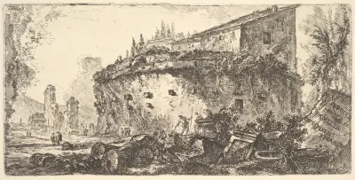 Plate 18: The Tomb of the Scipios (Sepolcro della famiglia de' Scipioni), from "Alcune Vedute di Archi Trionfali ed altri monumenti inalzati da Romani parte di quali se veggono in Roma e parte per l'Italia"