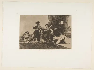 Plate 19 from "The Disasters of War" (Los Desastres de la Guerra): 'There isn't time now' (Ya no hay tiempo)