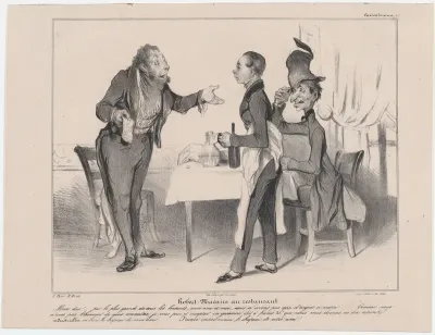 Plate 19: Robert Macaire at the restaurant, from 'Caricaturana,' published in Les Robert Macaires