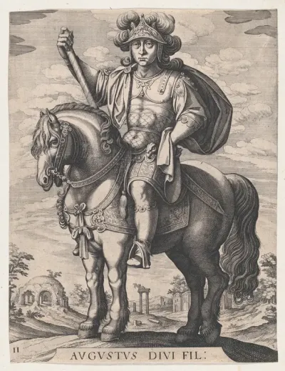 Plate 2: Emperor Augustus on Horseback, from "The First Twelve Emperors of Ancient Rome"