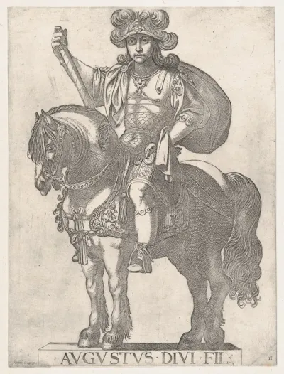 Plate 2: Emperor Augustus on Horseback, from "The First Twelve Roman Caesars"