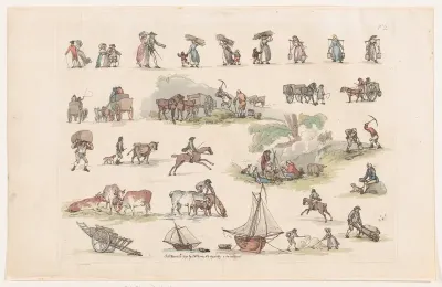 Plate 2, Outlines of Figures, Landscapes and Cattle...for the Use of Learners