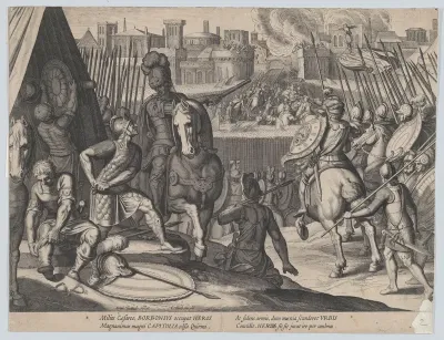 Plate 2: The city of Rome taken by Constable of Bourbon, from "The Triumphs of Charles V"
