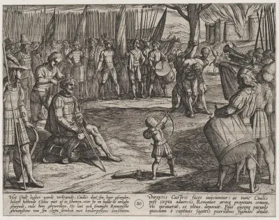 Plate 20: Civilis Having his Hair Cut, from "The War of the Romans Against the Batavians" (Romanorvm et Batavorvm societas)